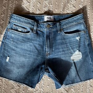 Paige Jeans Denim Raw Hem Distressed Shorts 27